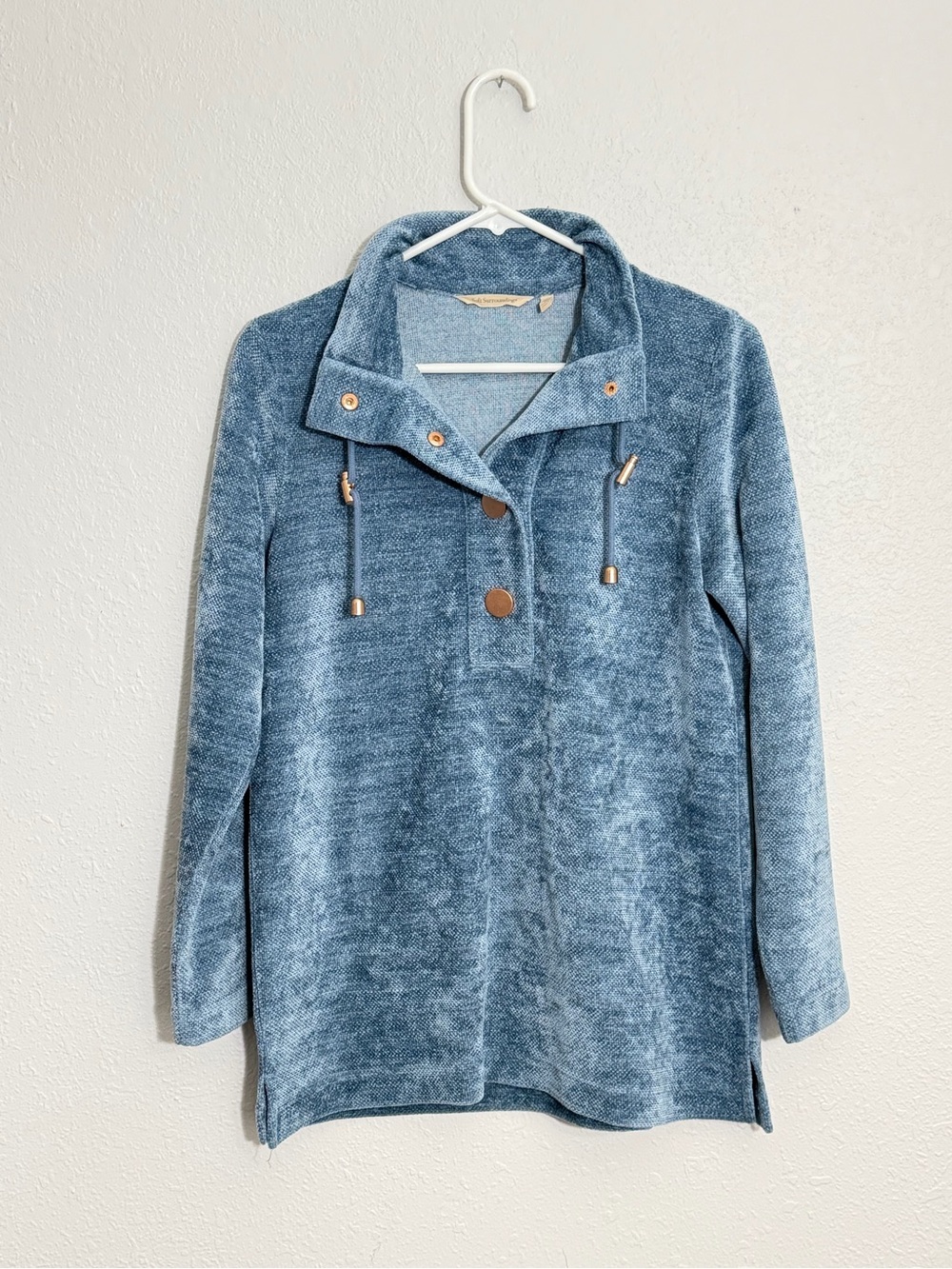 Soft Surroundings St Germain Tunic Sweater Women’s SP Blue Chenille Pullover Top